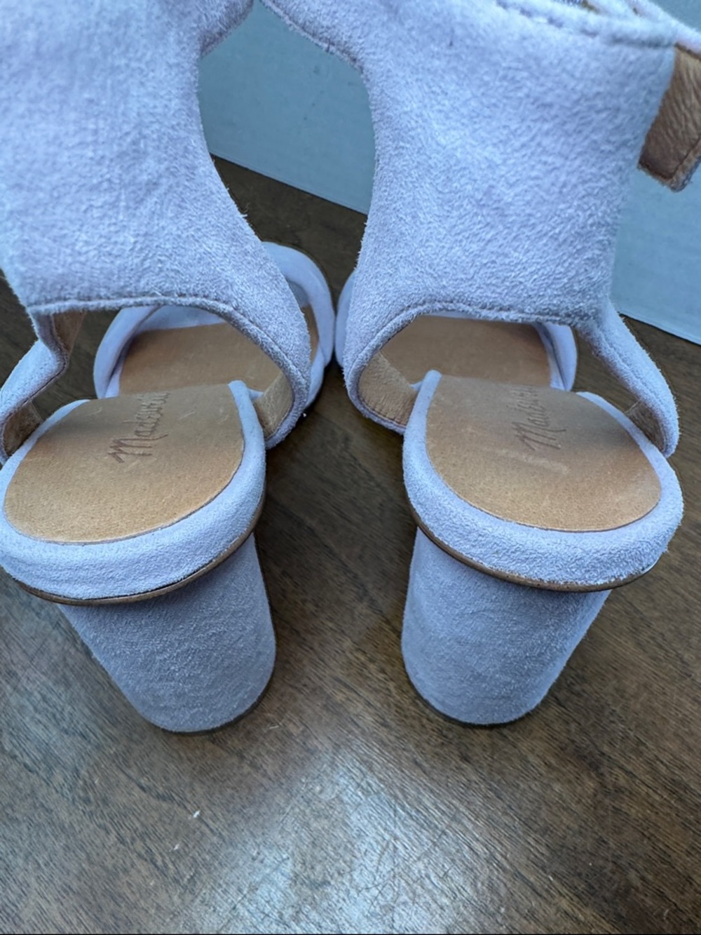 Madewell Rosalie Velvet Lilac Sexy Ankle Strap Sandals Chunky High Heels, sz 7.5 - Picture 5 of 13